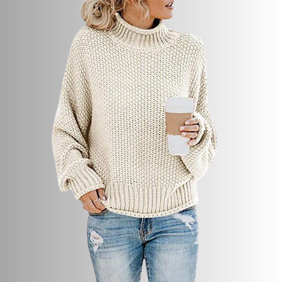 Marta | Raffiniertes Design Damenpullover mit hohem Halsausschnitt