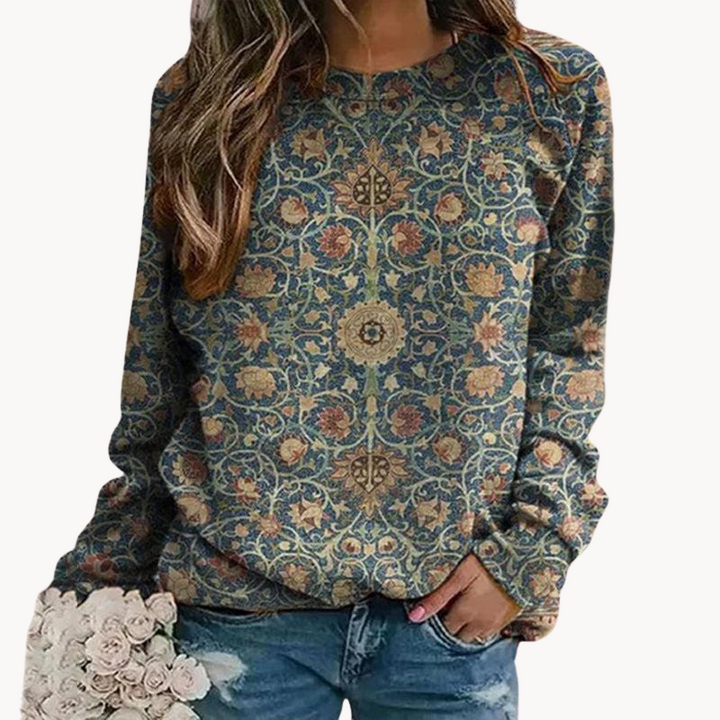 Ophelia | Eleganter Pullover mit Blumenmuster für Damen